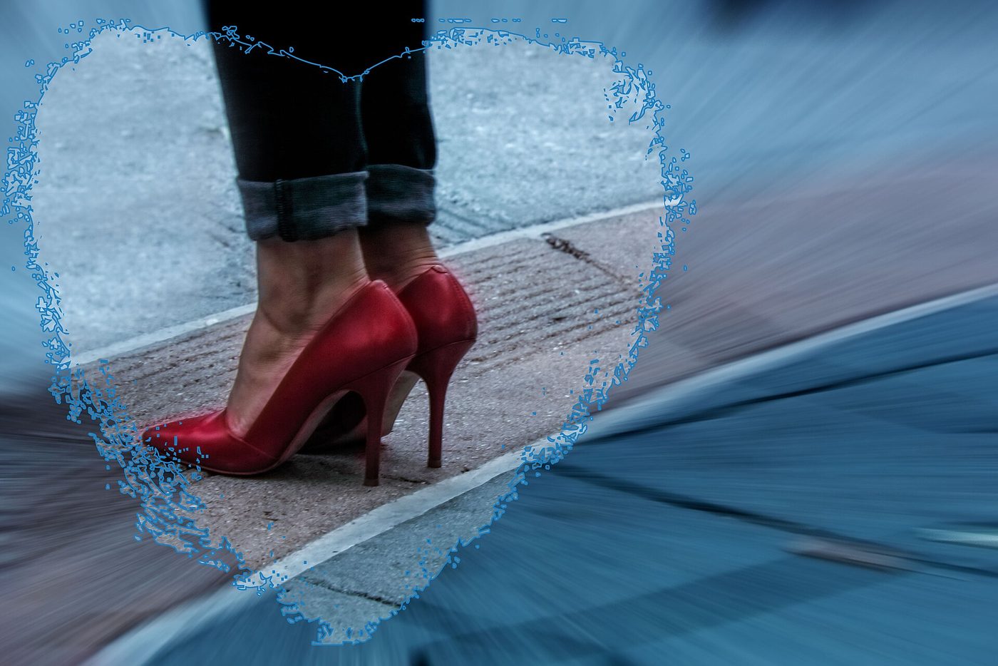Red high-heeled shoes