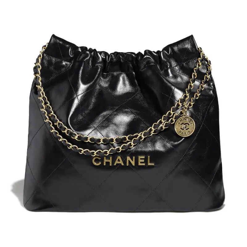 Chanel 22 bag in quilted leather with drawstring and chain handles