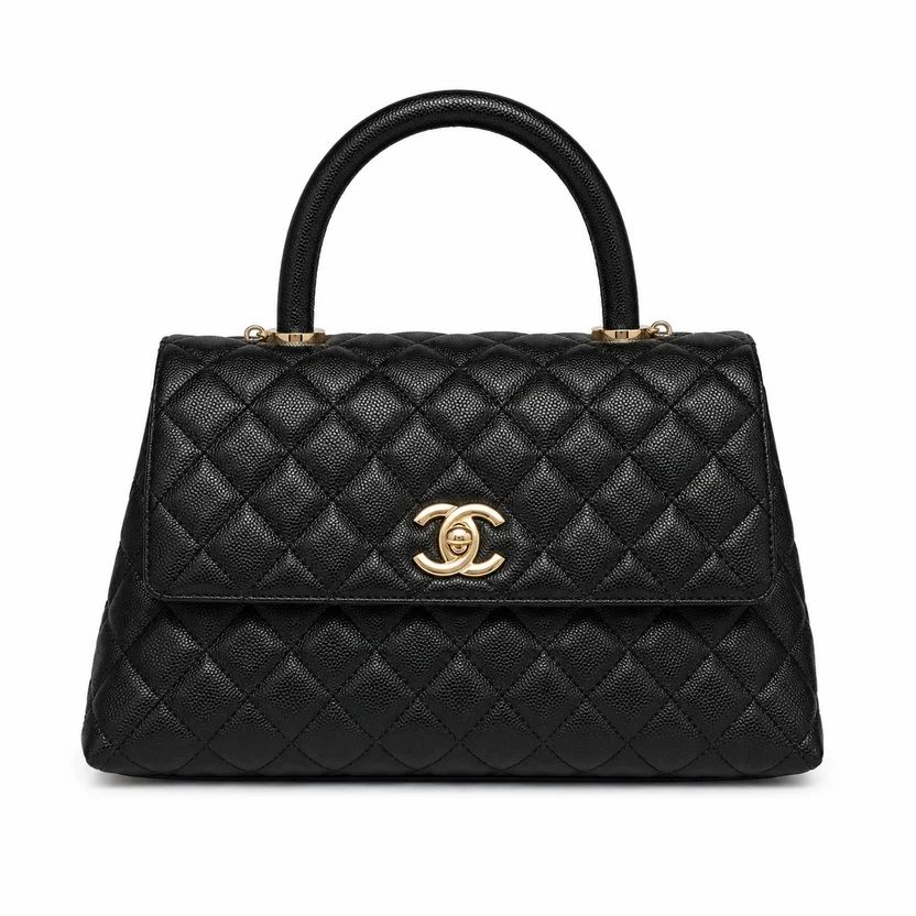 Chanel Coco Handle bag in quilted caviar with rigid top handle
