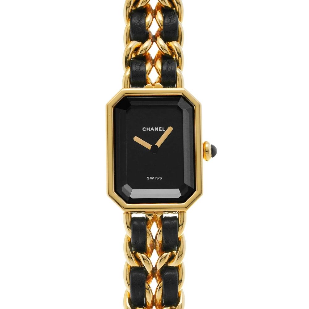 Chanel Première watch with octagonal case and chain bracelet interlaced with leather