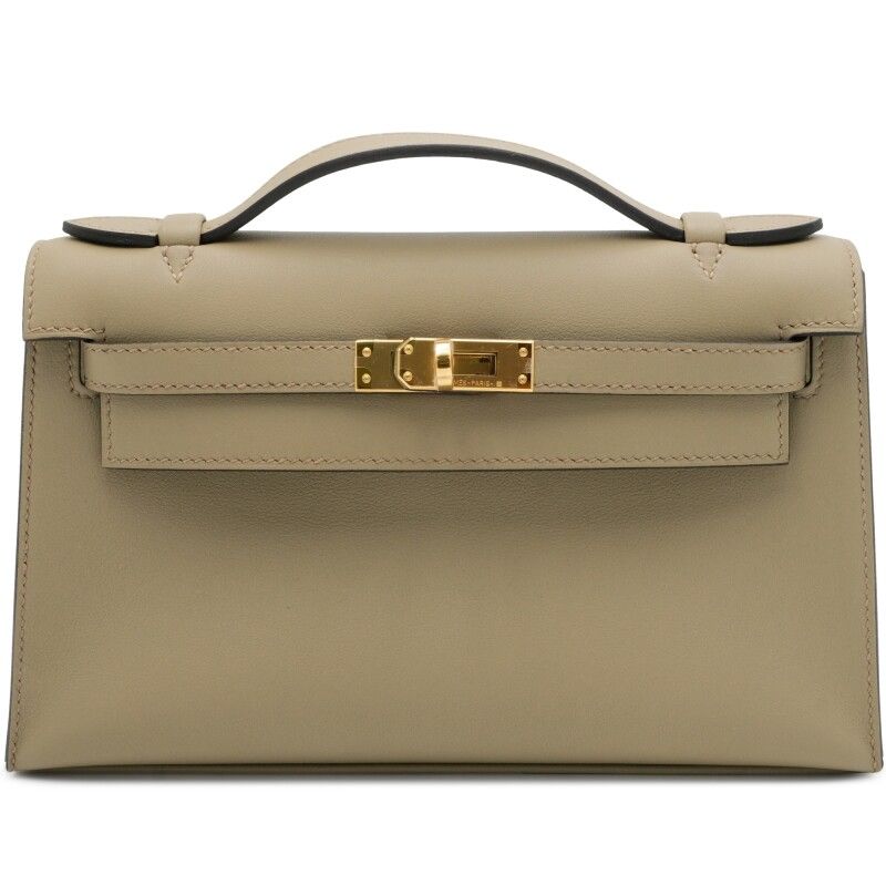 Hermès Kelly Pochette clutch in leather with turn-lock