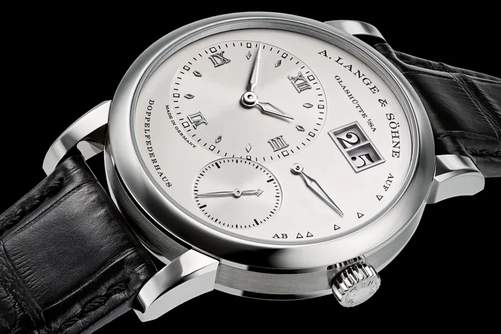 A. Lange & Söhne Lange 1 in white gold with outsized date — we buy Lange watches in Boston