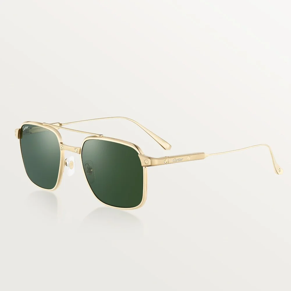 Santos de Cartier sunglasses in gold with green lenses — we buy Cartier glasses in Boston