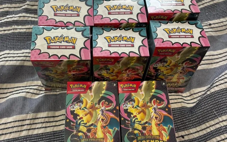 Sealed Pokémon booster boxes in stock at LBC Pawn, a Boston pawn shop