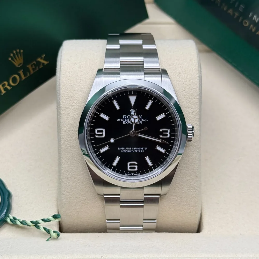 Rolex Explorer with black 3-6-9 dial — we buy Explorers in Boston
