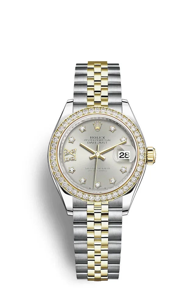 Rolex Lady-Datejust in steel and yellow gold with diamond bezel — we buy Lady-Datejusts in Boston