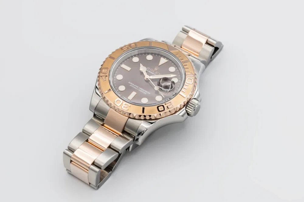 Rolex Yacht-Master with blue dial and platinum bezel — we buy Yacht-Masters in Boston